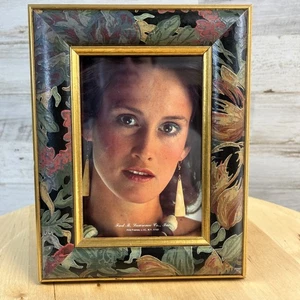 Vintage Bilderrahmen 3 1/2 x 5 Blumen und Gold - Bild 1 von 6