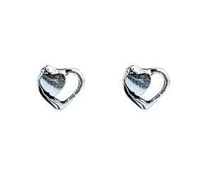 Pequeños tachuelas con contorno de corazón unisex con forma de corazón plata 925 - Imagen 1 de 6