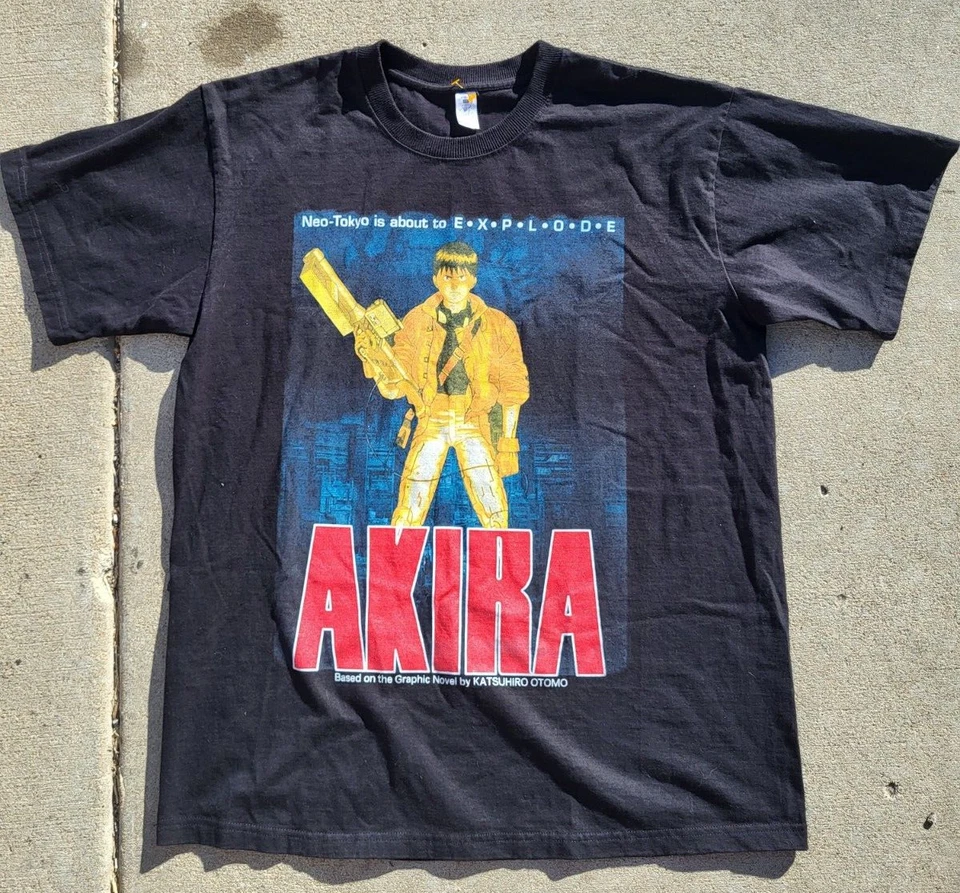 VTG Y2K Akira Anime Japanese Manga Black Graphic T-Shirt Reprint Cotton XL - Image 1 of 4