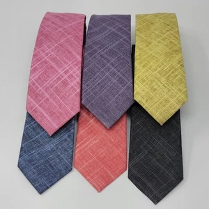 ZENIO Slim Canvas Ties - Salmon, Purple, Yellow, Blue, Red, Black Neckties *NEW - Picture 1 of 32