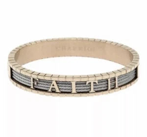 Charriol " Faith " Bangle Bracelet 04-102-1139-17FA ~ Rose Gold ~ Size Large - Picture 1 of 5