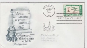 TurtlesTradingPost - Patrick Henry Credo 1961 #1144 FDC - Artmaster Cachet - Picture 1 of 1