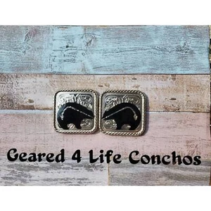 Tribal bear conchos, custom conchos, western replacement concho, screwback - Picture 1 of 2