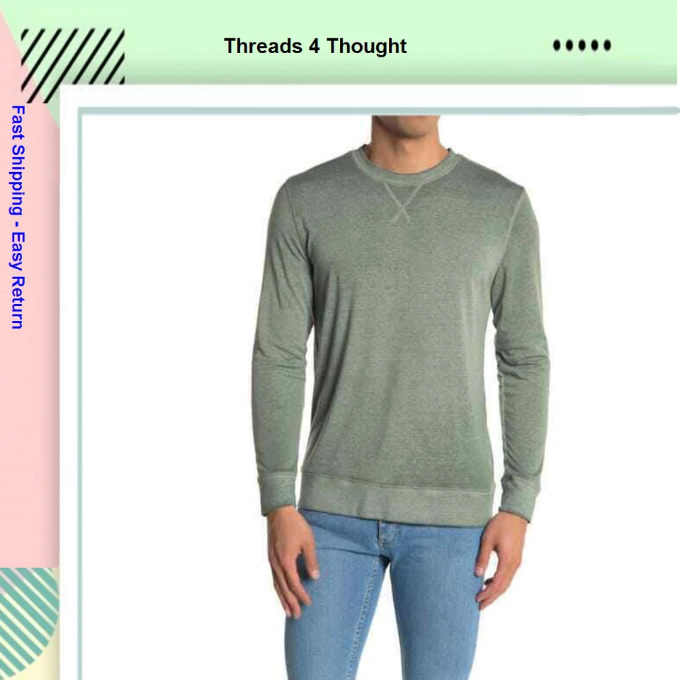 Threads 4 Thought ,Burnout Lightweight Sweatshirt, GREEN, L - Image 1 of 1
