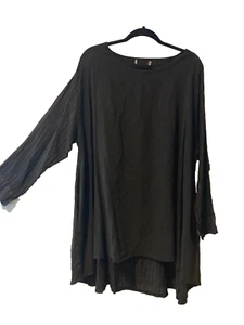 CLEARANCE!......THE TRANSPARENTE BLACK LAGENLOOK LINEN TUNIC TO 3X - Picture 1 of 2