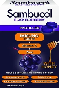 Sambucol Sambucol Pastilles Immuno Forte Vitamin C and Zinc with Honey-2 Pack - Picture 1 of 1