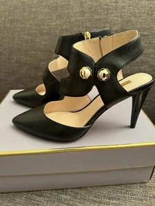 Women’s Heels 6M Black Leather Open Back Side Zipper BRAND NEW by Louise Et Cie - Picture 1 of 3