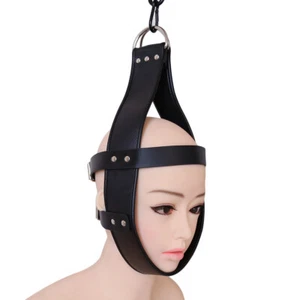 BDSM Bondage PU Leder Kopf Suspension Harness Maske Aufhänger Kopfbedeckungen DE - Bild 1 von 15