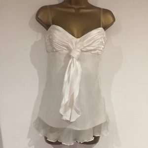 Ladies Top Size 8 Cream LIPSY Bnwot 100% Silk Removable Invisible Straps Party - Picture 1 of 6