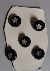 Black Faceted Glass? Star Buttons 5 Crafts Sewing Vintage Le Chic - Picture 1 of 7