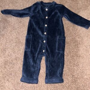 BLUE  VELOUR  BABYGROW ALL IN ONE 6-9 Months by TU