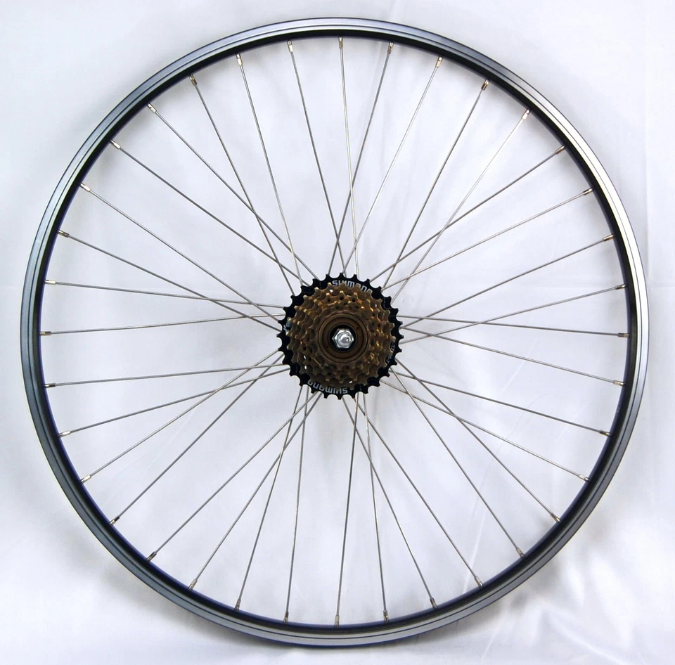 Hinterrad 26 Zoll YAK19 schwarz Hohlkammerfelge + 7-fach Shimano Ritzel - Bild 1 von 3