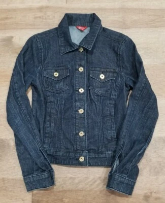 Chaqueta Guess Mujer Talla S/P Azul Camionero Denim Abotonada Moto Envejecida Preppy Foto 1 de 4