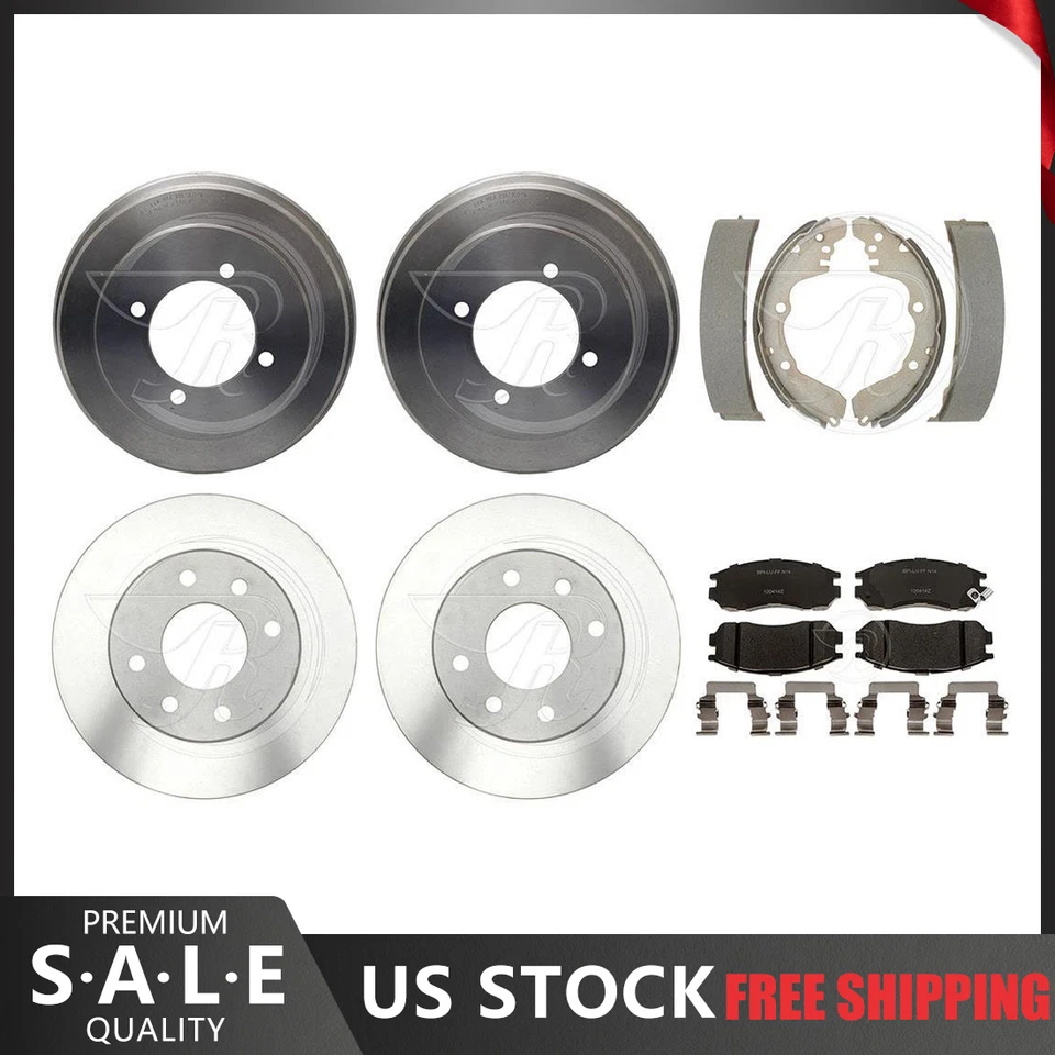 Rotores de freno delanteros y pastillas de cerámica para Mitsubishi Expo 1993 + tambores de freno y zapatas Foto 1 de 4