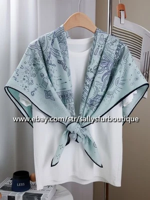 Sallys 70% Cashmere & 30% Silk Wrap Scarf Carriage Print Double Face Shawl 53" - Image 1 of 4