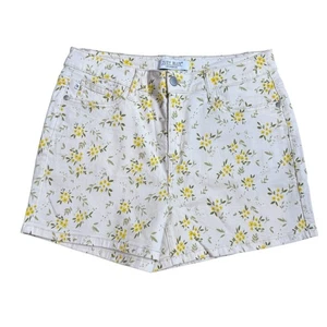 Pantalones Cortos Vaqueros Judy Blue Para Mujer L Boho Blanco Off Amarillo Estampado Floral Elastizados - Imagen 1 de 10