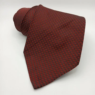 Hickey Freeman Men's Red Silk Tie Hand-Folded Italian Silk Made In USA 3.75x59" - Image 1 of 4