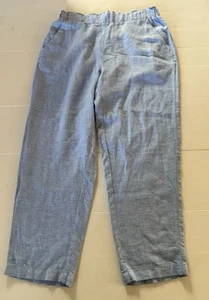 Suzanne Grae Linen Blend Pants Woman’s 8 Blue Straight Leg High Rise Crop Leg - Bild 1 von 9