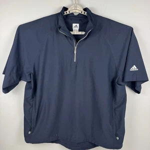 Adidas Herren XL 1/4 Zip Kurzarm Golf Wind Pullover Jacke Navy Blau Logo - Bild 1 von 10