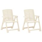 Plastic Garden Chairs 2 Pcs White With Armrests Lightweight Outdoor Furniture