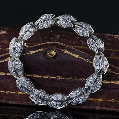 Vintage Estate Tiffany and Co Platinum and Gold Diamond Wreath Pin Brooch - Image 1 of 4