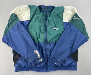 Vintage 90s Reebok Color Block Windbreaker Full Zip Jacket Size Large **READ** - Picture 1 of 16