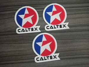 3 pcs CALTEX GAS Oil Racing Sport Car Patch Iron on Embroidered or Sew on Shirt  - Picture 1 of 6