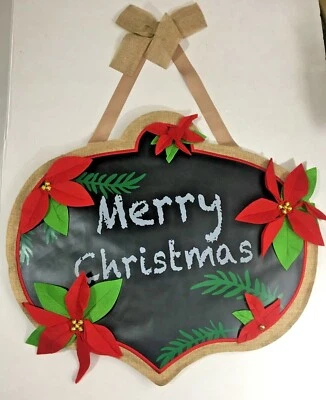 Adorno de pizarra de pascua arpillera puerta decoración corona Navidad cálida bienvenida Foto 1 de 3