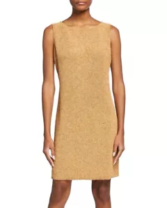MICHAEL KORS COLLECTION Sleeveless Wood-Beaded Wheat Shift Dress sz 8 excellent - Picture 1 of 14