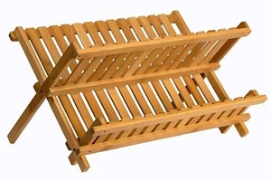 Wooden Dish Drying Rack Collapsible Compact Dish Rack Bamboo Dish Drainer - Picture 1 of 5