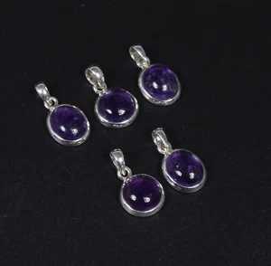 Wholesale 5pc 925 Solid Sterling Silver Purple Amethyst Pendant Lot e284 - Picture 1 of 4
