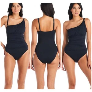 Bleu Rod Beattie NWT Let's Get Twisted One Shoulder One-Piece Black Size 6 - Picture 1 of 10