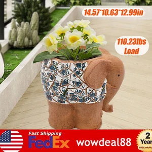 Animal Plant Pot Cute Elephant Shape Planter With Drainage Hole Flower Pot US - Picture 1 of 18