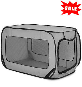 Portable Large Dog Bed Pop Up Dog Kennel Indoor Outdoor Crate For 36 Inch Grey