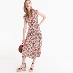 Abito midi J.Crew Mercantile Easy Wrap anni 70 floreale taglia extra small XS - Foto 1 di 8