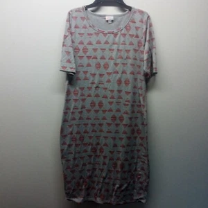 LulaRoe grau rot einfach bequem Kleid Gr. XL X- Large Kurzarm - Bild 1 von 4