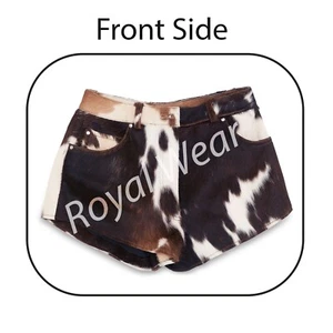 Handmade women's Natural Leather Shorts Genuine Cowhide Shorts Hair on Shorts - Picture 1 of 5