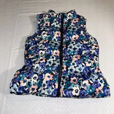 Chaleco acolchado Gymboree niñas talla grande 10/12 multicolor cremallera frontal floral azul Foto 1 de 4