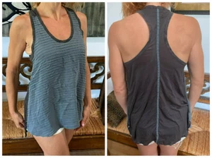 RAG & BONE GRAY HORIZONTAL PLEAT SPINE RACER BACK TANK TOP SILK 2 S/M - Picture 1 of 8