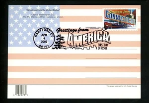 US FDC 2002 Greetings America #3567 Connecticut CT Flag Map Large Letter PC - Picture 1 of 2