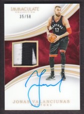 2015-16 Immaculate Collection Patch Auto Jersey Number JVA Jonas Valanciunas /58