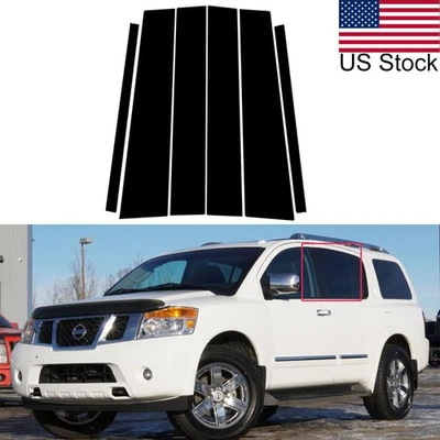 For Nissan Armada 05-14 6pcs Glossy Piano Black Pillar Posts Window Trim Covers - Image 1 of 4