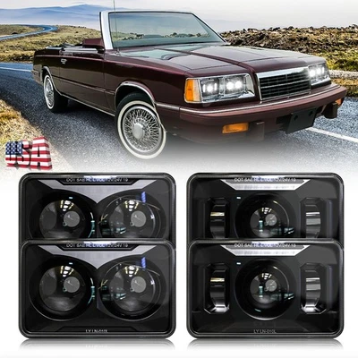 Ajuste 1983-1988 para Dodge 600 ES Turbo 4 piezas 130W 4x6" faros LED HI-LO proyector Foto 1 de 4