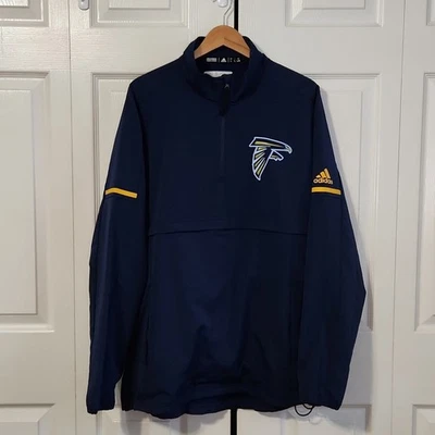 Adidas Atlanta Falcons Men's Navy Blue Jacket Size LG Climalite Pullover Pockets - Image 1 of 4