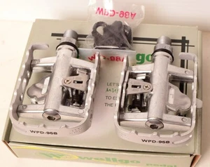 WELLGO Pedals. NEW. WPD-95E. Silver. 9/16". Boxed. SPD cleats come with - Picture 1 of 8