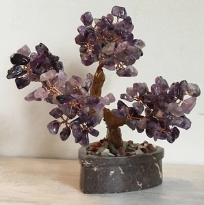 Amethyst Lebensbaum Edelsteine mit Kupferdrähten verstellbar Bonsai Baum 4,5" - Bild 1 von 7