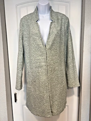 Vero Moda Womens Brushed Wool Blend Jacket Size Large Green Pattern snap closure - Image 1 of 4