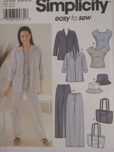 OOP SIMPLICITY 7182 Misses Pants Shirt Knit Top Tote Bag & Hat PATTERN 8-14 UC - Picture 1 of 3