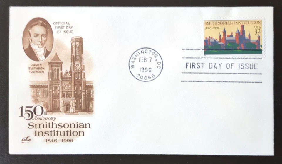 32c Smithsonian Institution Sesquicentennial # 3059 FDC 1996 Artcraft - Image 1 of 2