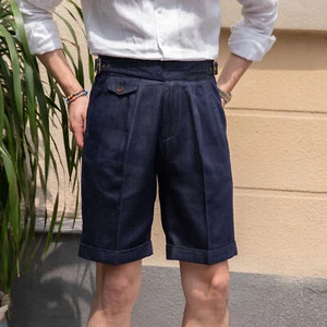 Mens Gurkha Summer Denim Naples Shorts British Style Pants Dress Trousers Retro - Bild 1 von 26